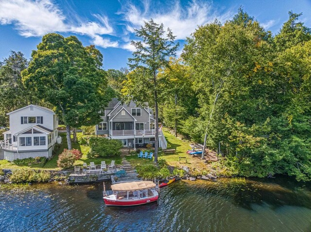 exterior space featuring a water view