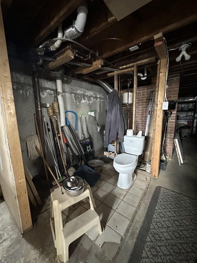 view of unfinished basement