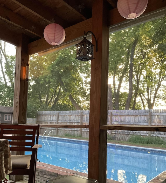view of pool featuring fence and a fenced in pool