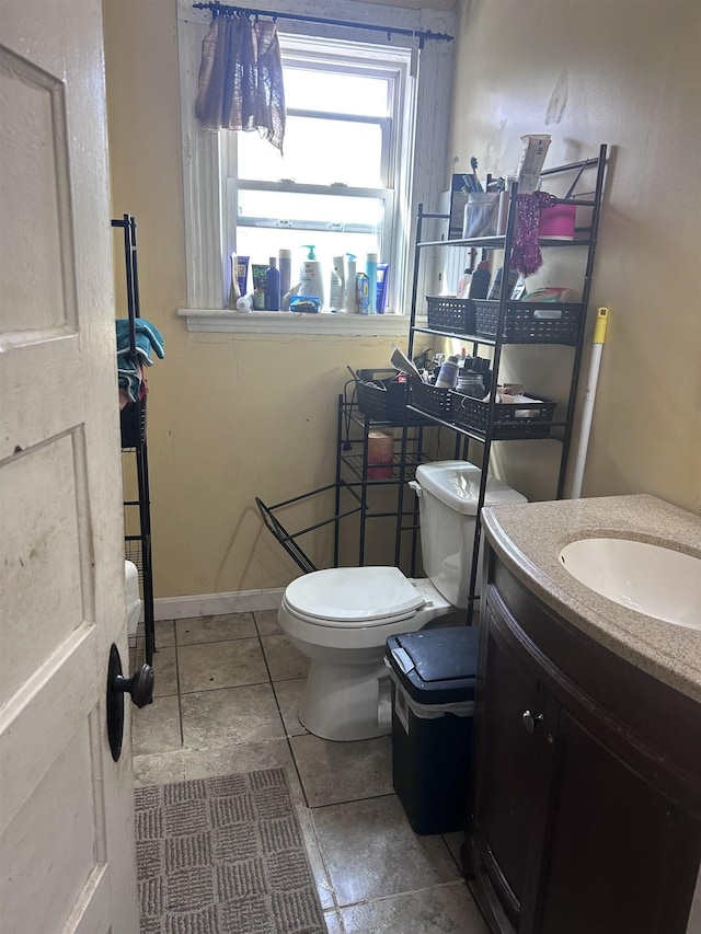 half bathroom with toilet and vanity