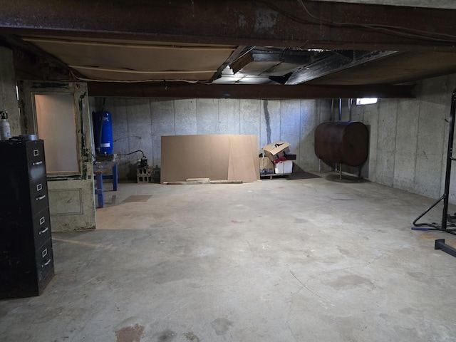 unfinished below grade area with heating fuel
