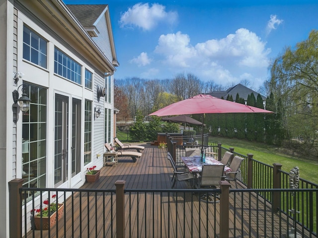 7 Champagne Ter, Bedford, NH 03110 - wooden deck with a yard and outdoor dining space