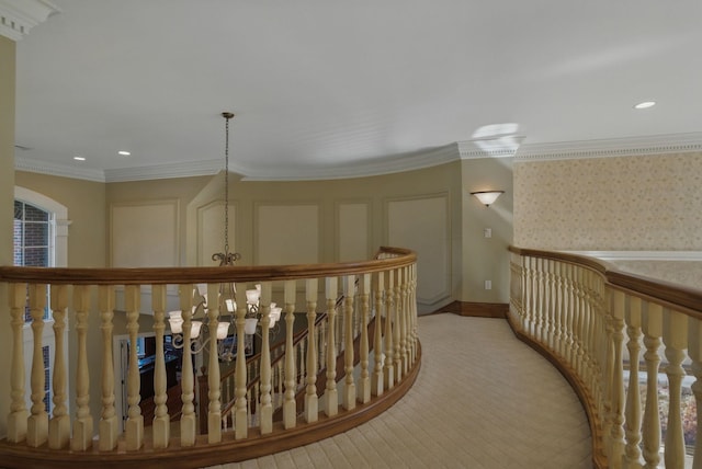 7 Champagne Ter, Bedford, NH 03110 - hall with a chandelier, an upstairs landing, and recessed lighting