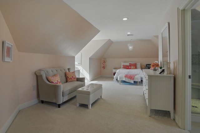 7 Champagne Ter, Bedford, NH 03110 - bedroom with baseboards, light carpet, recessed lighting, and lofted ceiling