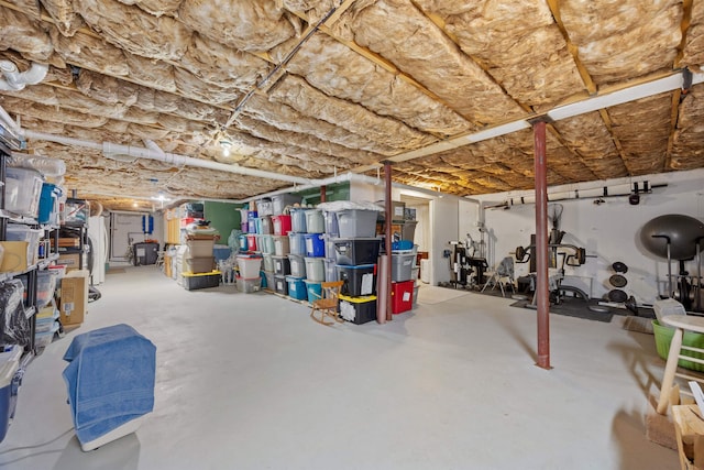 view of unfinished basement