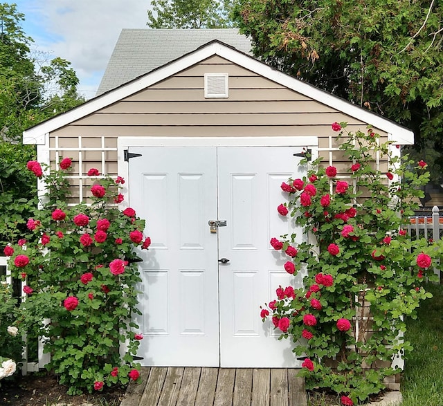 view of shed