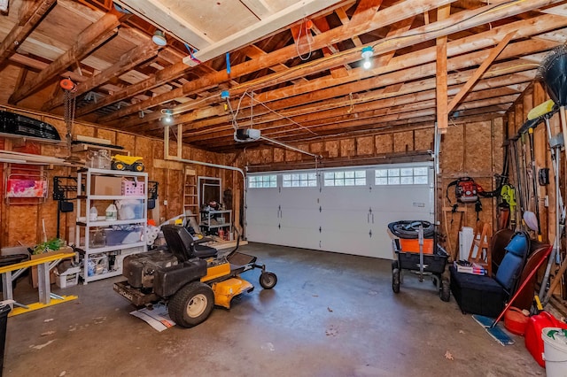 garage with a garage door opener