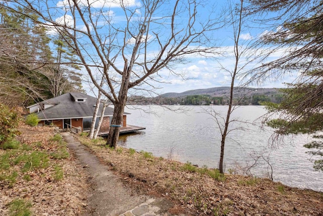 water view featuring a floating dock
