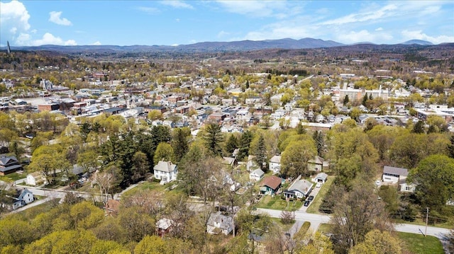 drone / aerial view with a residential view and a mountain view