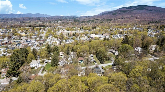 bird's eye view featuring a mountain view and a residential view