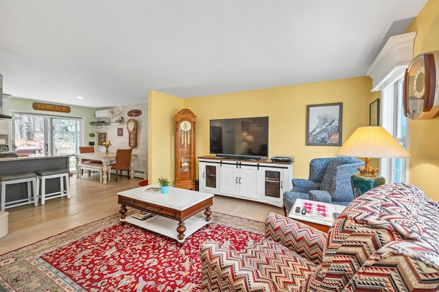 living area featuring light wood-style floors