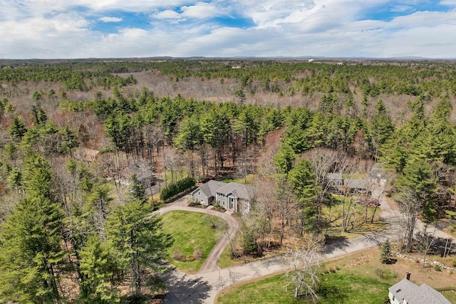 birds eye view of property with a forest view