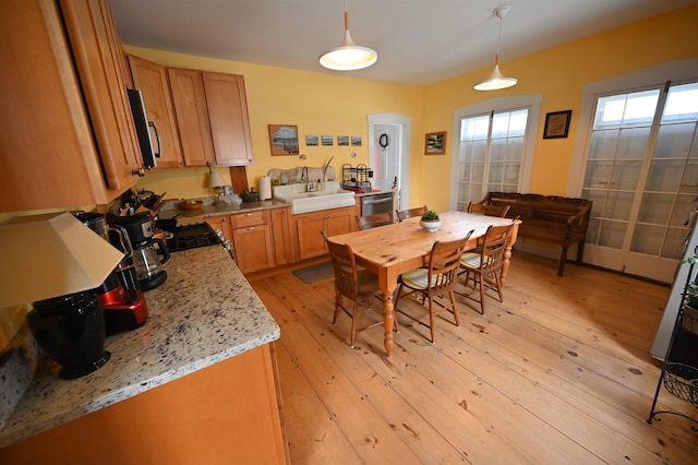 dining area with light wood finished floors
