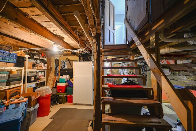 interior space with freestanding refrigerator