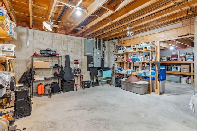 unfinished below grade area with electric panel