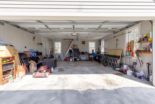garage with a garage door opener