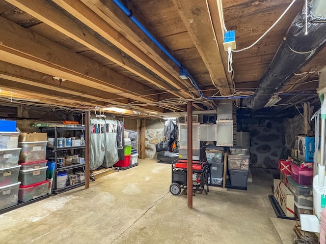 view of unfinished basement