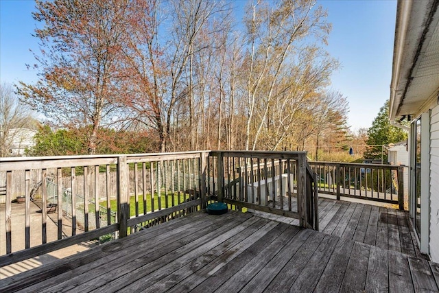 wooden terrace with fence private yard