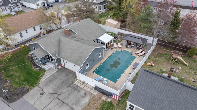 drone / aerial view featuring a residential view