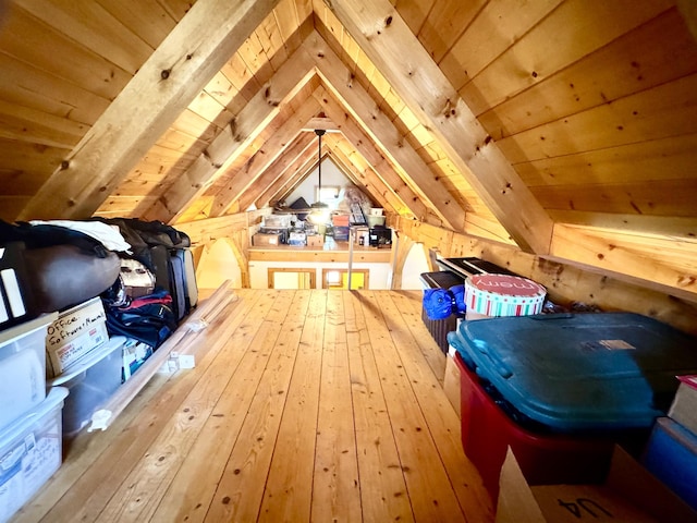 view of unfinished attic