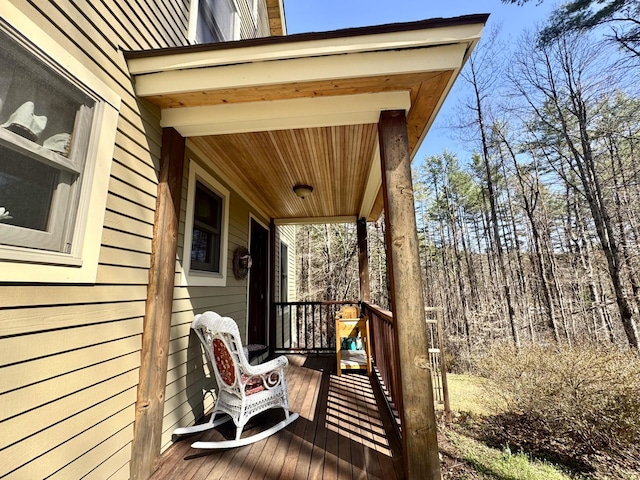 wooden terrace with covered porch