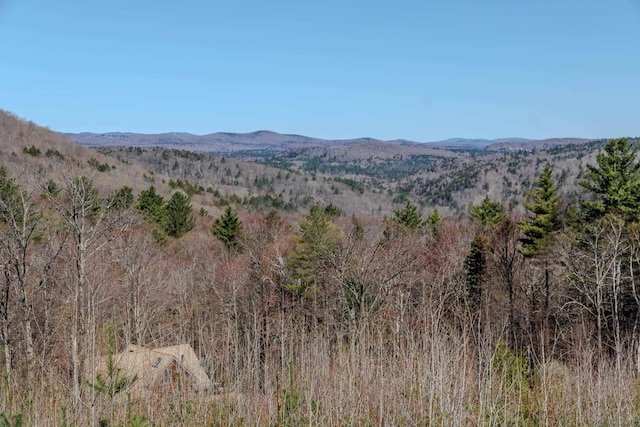view of mountain feature with a view of trees