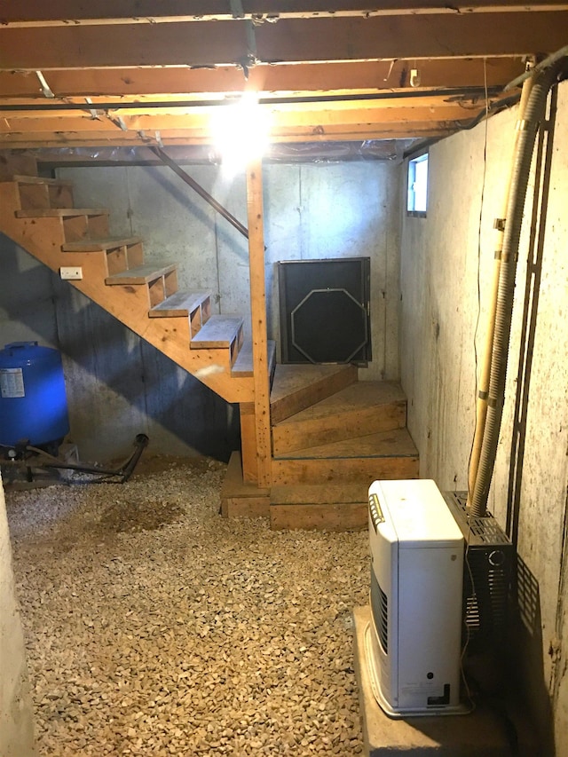 below grade area featuring stairs