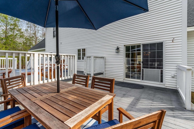 wooden deck with outdoor dining area