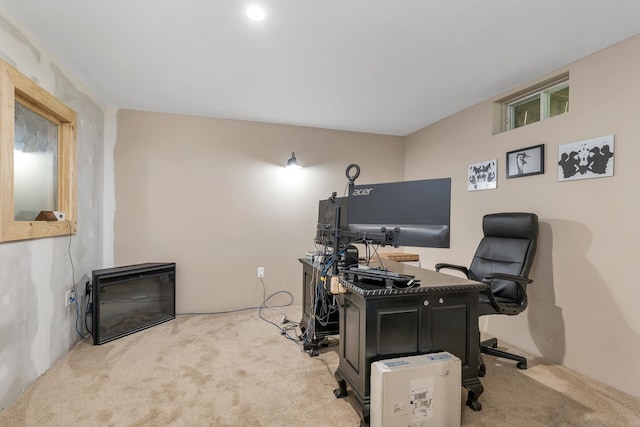 view of carpeted office space