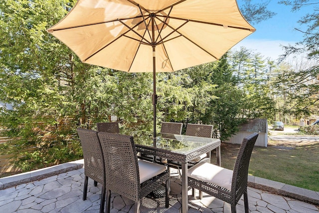 view of patio featuring outdoor dining space