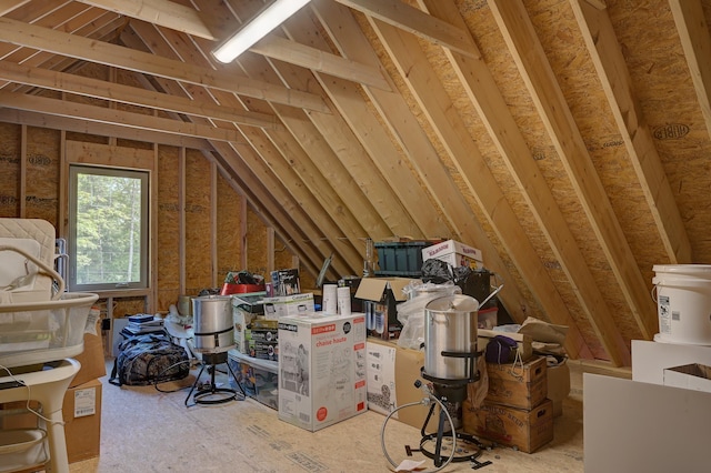 view of unfinished attic
