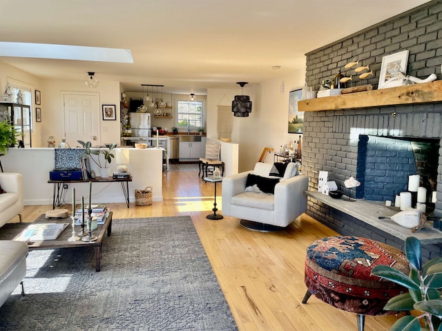 living room with wood finished floors