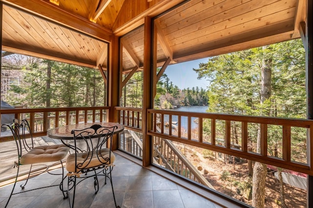 exterior space with a water view