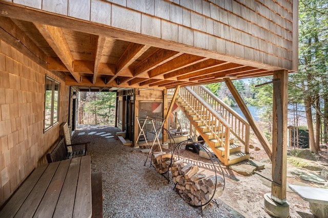 view of patio / terrace with stairway
