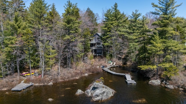 exterior space featuring a water view