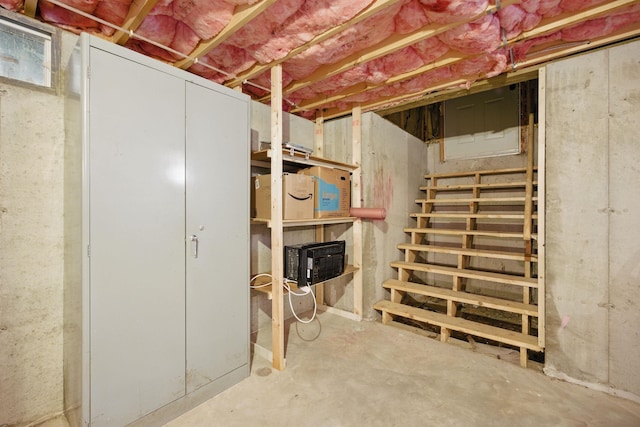 view of unfinished basement
