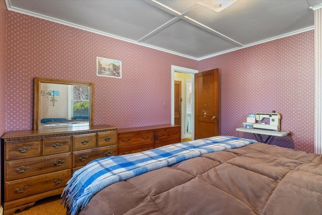 bedroom featuring crown molding