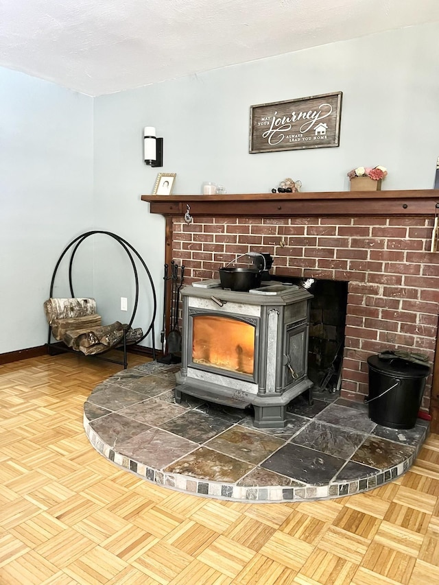 12 Nathaniel Dr, Amherst, NH 03031 - details with baseboards and a wood stove