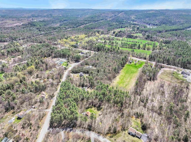birds eye view of property with a forest view