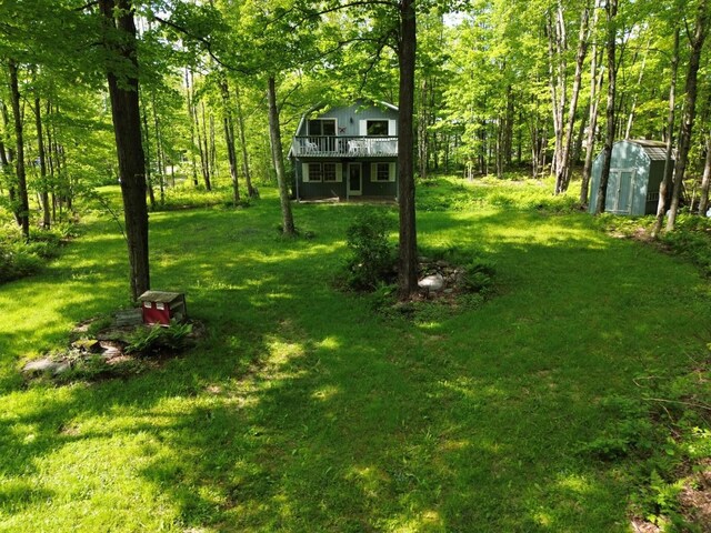 195 Bull Run Rd, Lincoln, VT 05443 - view of green lawn with a deck
