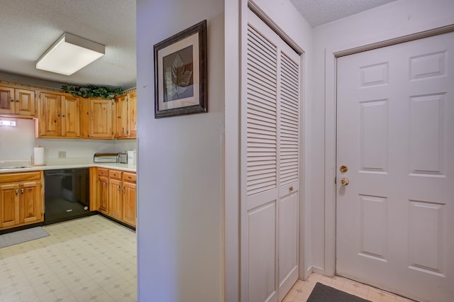 4D Seasons At Attitash Rd Unit D, Bartlett, NH 03812 - kitchen featuring black dishwasher, a textured ceiling, light countertops, and light flooring