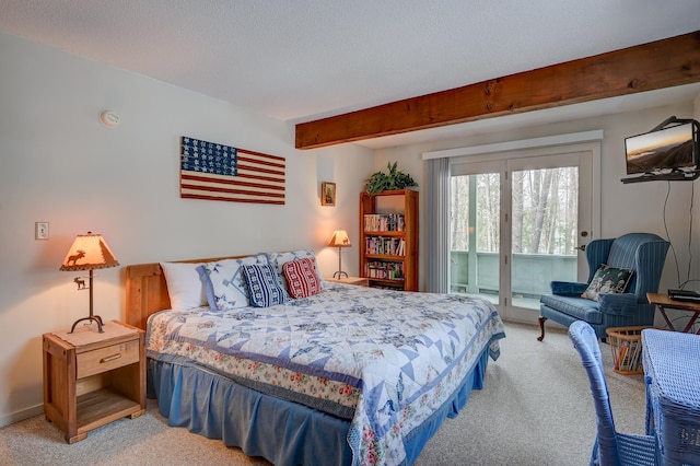4D Seasons At Attitash Rd Unit D, Bartlett, NH 03812 - bedroom with carpet floors, access to outside, and a textured ceiling