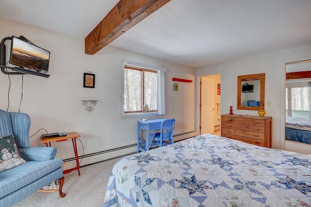 4D Seasons At Attitash Rd Unit D, Bartlett, NH 03812 - bedroom with carpet flooring, baseboard heating, and a textured ceiling