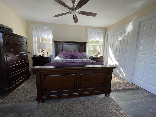 bedroom featuring ceiling fan