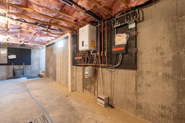 unfinished below grade area with water heater