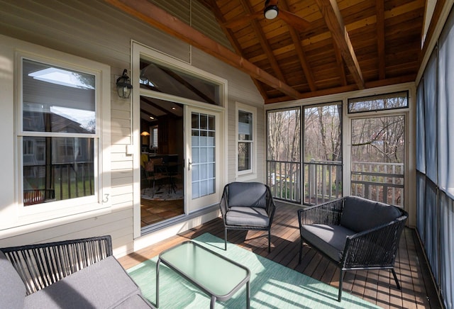 3 Augusta National # 145, Bedford, NH 03110 - sunroom / solarium featuring outdoor lounge area and beam ceiling