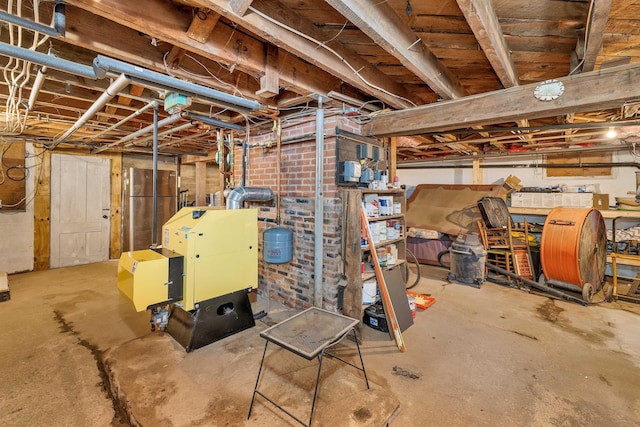 view of unfinished basement