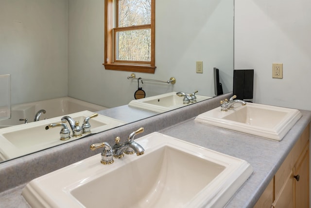 bathroom with double vanity and a sink