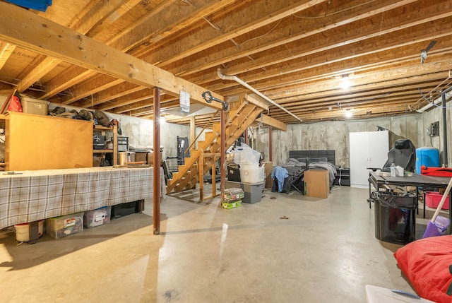 unfinished below grade area with stairway