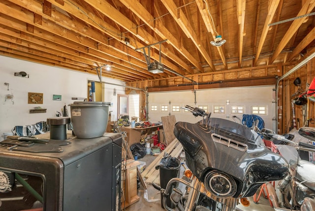garage with a garage door opener